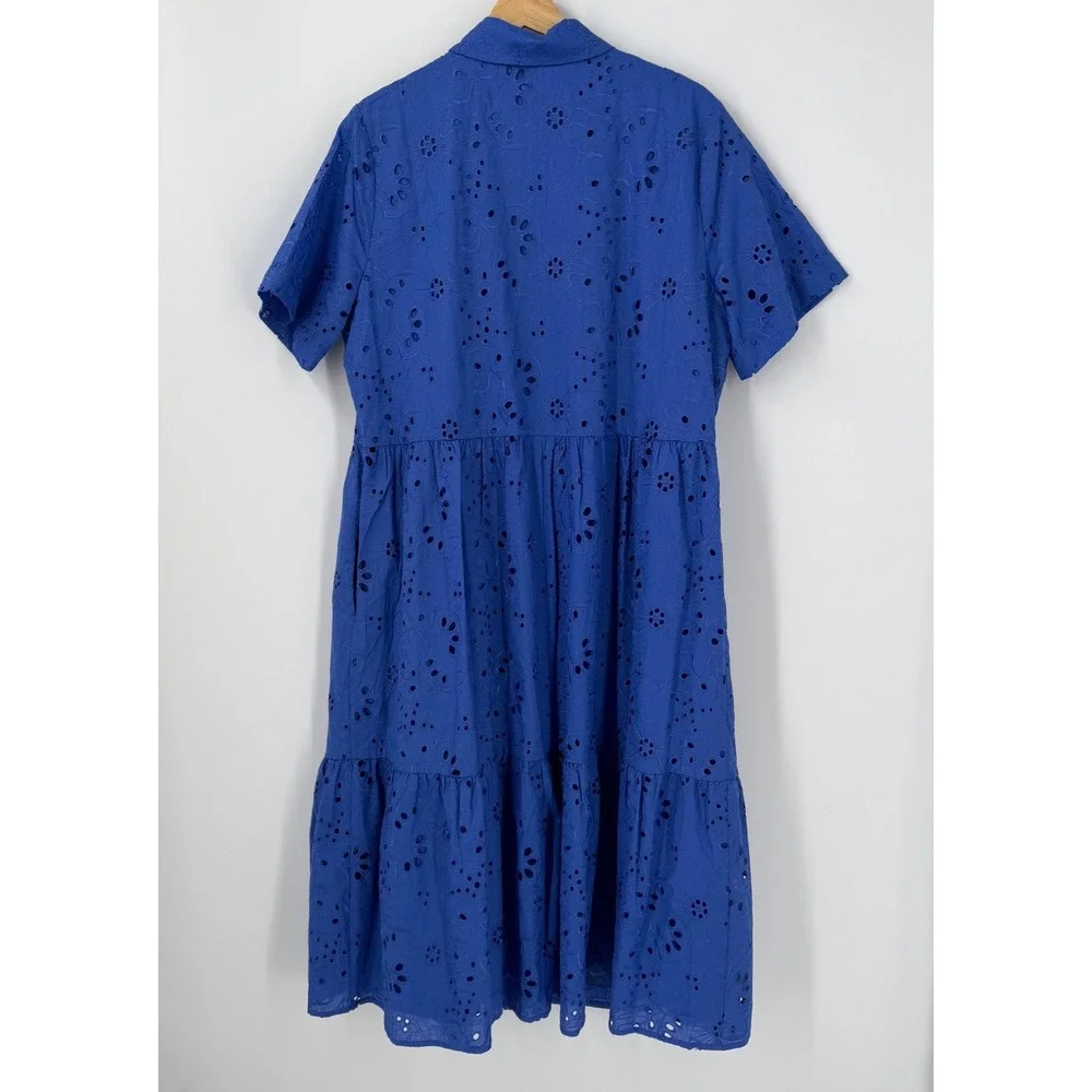 Chicos 100% Cotton Eyelet Tiered Midi Dress Womens SZ 2.5 US 14 Large - Picture 9 of 10
